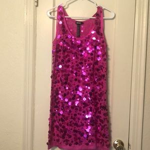 ❤️ DKNY Hot Pink Sequin shift dress-size 4